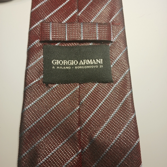 Giorgio Armani Red and Gray Striped Tie - Picture 3 of 6
